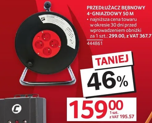 Przedłużacz bębnowy 4-gniazdowy 50 m promocja w Selgros