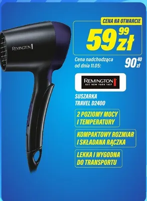Suszarka do włosów Remington Travel D2400 promocja w RTV EURO AGD
