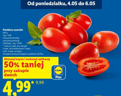 Pomidory rzymskie promocja w Lidl