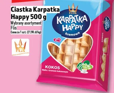 Ciastka Karpatka Happy 500g promocja w TOPAZ