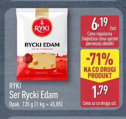 Ser Rycki Edam w plastrach Ryki promocja w Aldi
