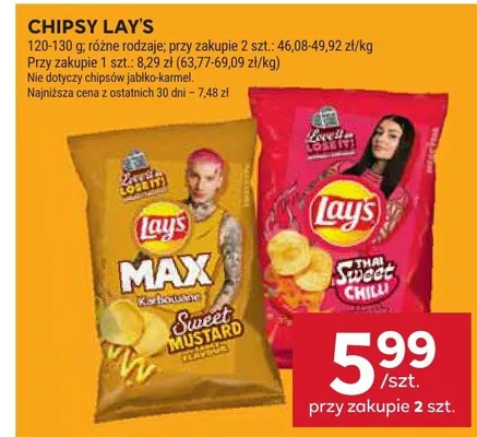 Chipsy Lay's Max, różne rodzaje promocja w Stokrotka