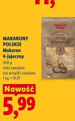 Makaron 4-jajeczny Makarony Polskie nitki zawijane promocja w Lidl