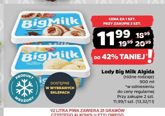 Lody Big Milk Algida promocja w Netto