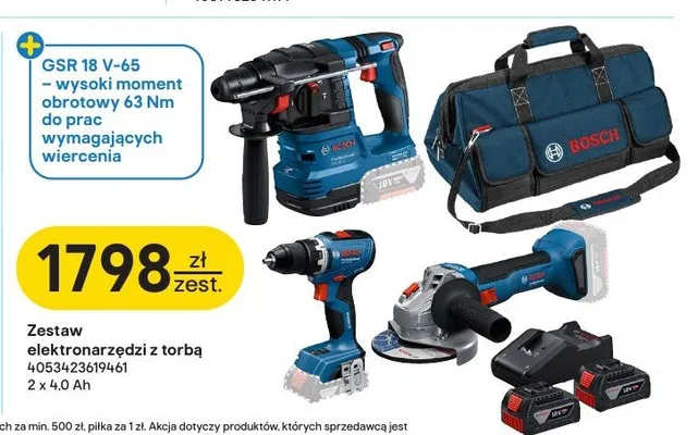 Zestaw elektronarzędzi z torbą Bosch promocja w Castorama