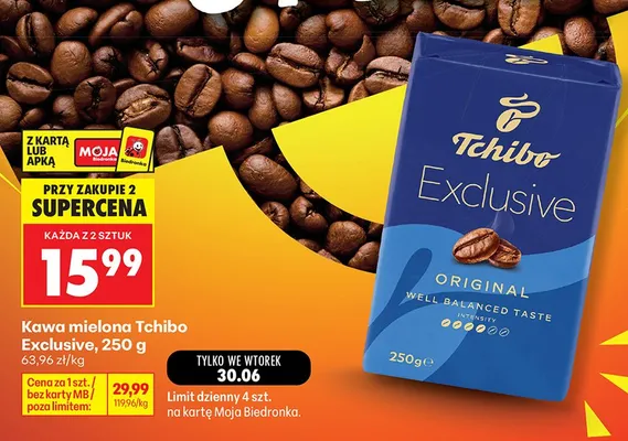Kawa mielona Tchibo Exclusive Original promocja w Biedronka