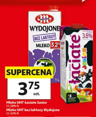 Mleko UHT Łaciate Junior 3,8% promocja w Auchan