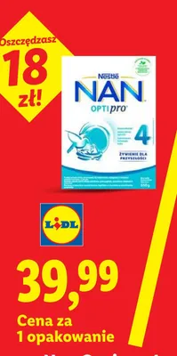 Mleko następne NAN Optipro 4 promocja w Lidl