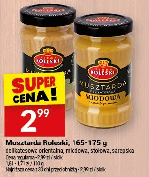 Musztarda Roleski delikatesowa miodowa promocja w Twój Market