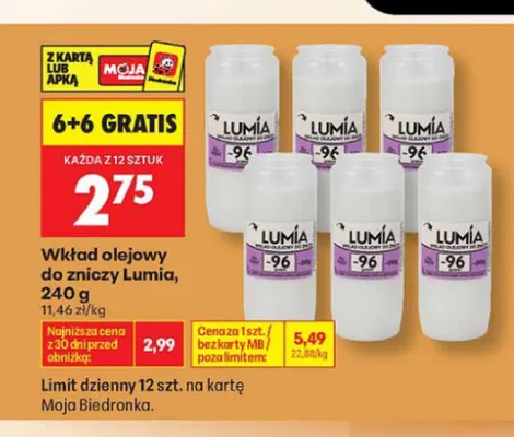 Wkład olejowy do zniczy Lumia 240 g promocja w Biedronka