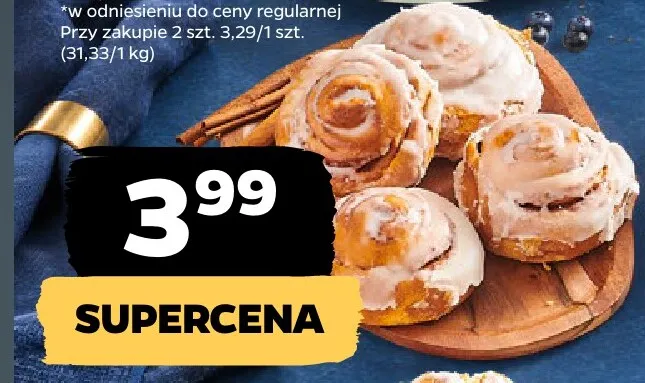 Cynamonka drożdżowa w lukrze promocja w Netto