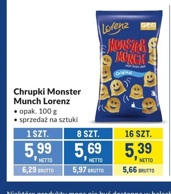 Chrupki Monster Munch Lorenz promocja w Makro