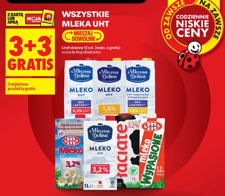 Mleko UHT Łaciate 3,2% promocja w Biedronka