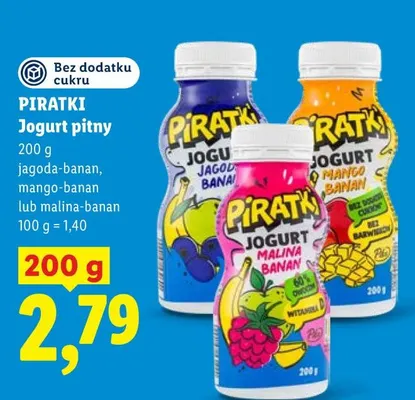Jogurt pitny mango-banan Piratki promocja w Lidl