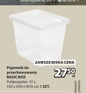Pojemnik do przechowywania BASIC BOX 31l promocja w Jysk