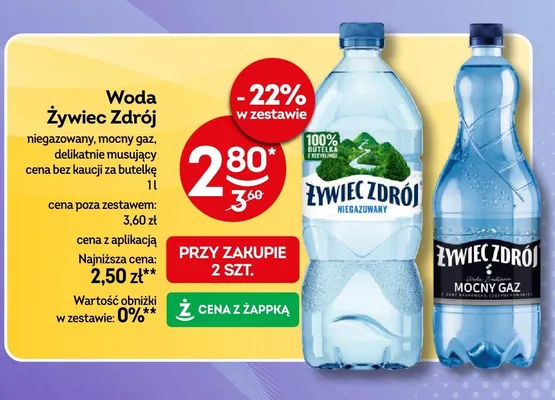 Woda niegazowany, mocny gaz, delikatnie musujący promocja w Żabka
