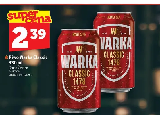 Piwo Warka Classic promocja w TOPAZ
