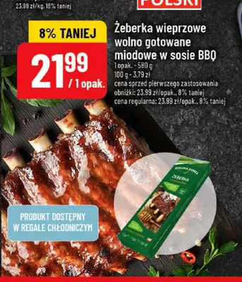 Żeberka wieprzowe wolno gotowane miodowe w sosie BBQ promocja w POLOmarket