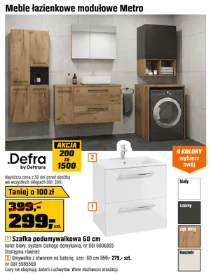 Szafka podumywalkowa Metro 60cm kolor czarny system cichego domykania Defra promocja w OBI