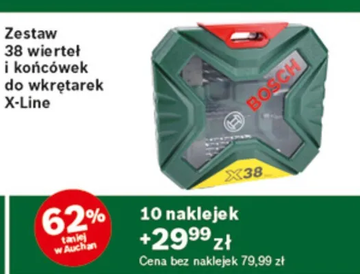 Zestaw 38 wierteł i końcówek do wkrętarek X-Line Bosch promocja w Auchan