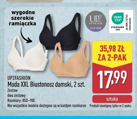 Moda XXL Biustonosz damski 2-pak Up2fashion promocja w Aldi
