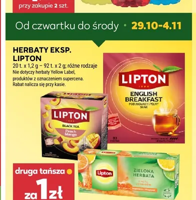 Herbaty ekspresowe Lipton promocja w Stokrotka
