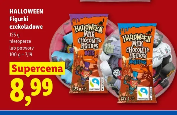 Figurki czekoladowe nietoperze Halloween promocja w Lidl