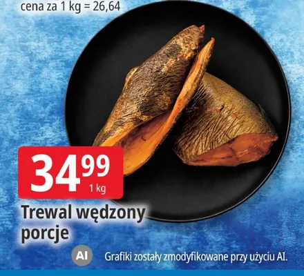 Trewal wędzony porcje promocja w Leclerc