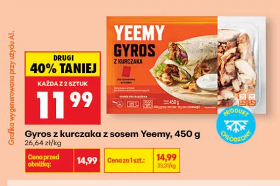 Gyros z kurczaka ze sosem Yeemy promocja w Biedronka