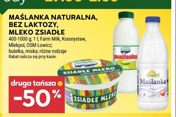 Maślanka naturalna promocja w Stokrotka