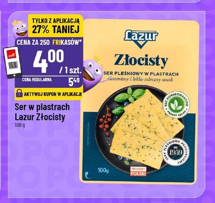 Ser w plastrach Lazur Złocisty promocja w POLOmarket