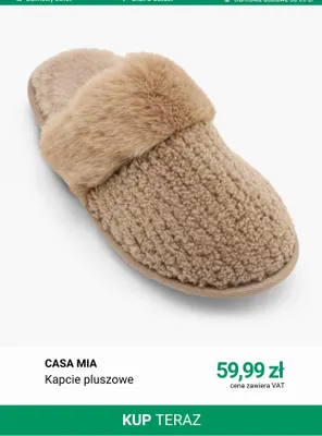 Kapcie pluszowe Casa Mia promocja w Deichmann