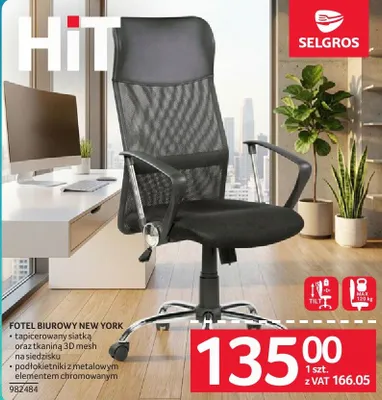 Fotel biurowy FOTEL BIUROWY NEW YORK promocja w Selgros