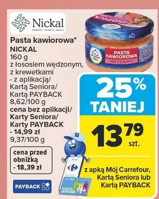 Pasta kawiorowa z łososiem wędzonym, z krewetkami promocja w Carrefour Market