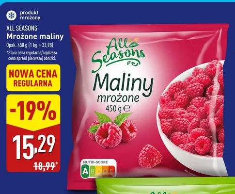 Mrożone maliny All Seasons promocja w Aldi
