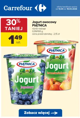 Jogurt owocowy różne rodzaje promocja w Carrefour