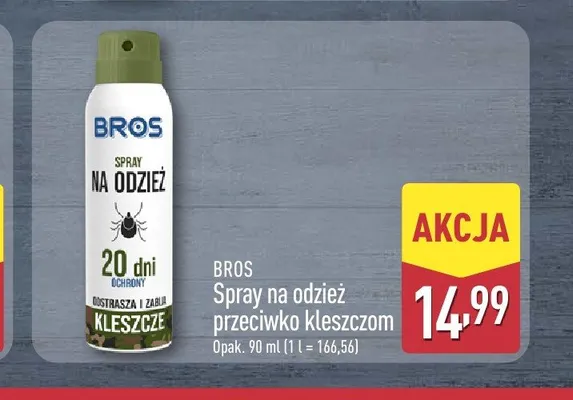 Spray na odzież przeciwko kleszczom Bros promocja w Aldi