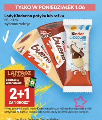 Lody Kinder Bueno White na rożku promocja w Delikatesy Centrum