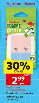 Gumki do atramentu i ołówka Auchan promocja w Auchan