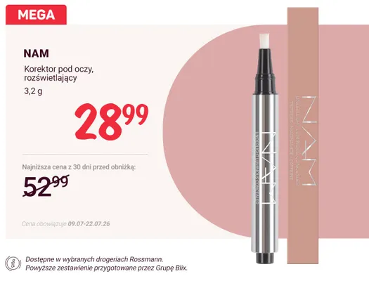 Korektor pod oczy rozświetlający Nam promocja w Rossmann