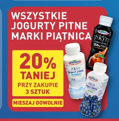 Jogurt pitny Skyr jagoda Piątnica promocja w Aldi