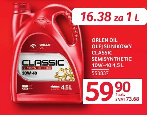 Olej silnikowy ORLEN OIL Classic Semisynthetic 10W-40 4,5l promocja w Selgros