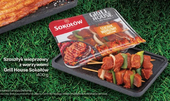 Szaszłyk wieprzowy z warzywami Grill House Sokołów promocja w Delikatesy Centrum