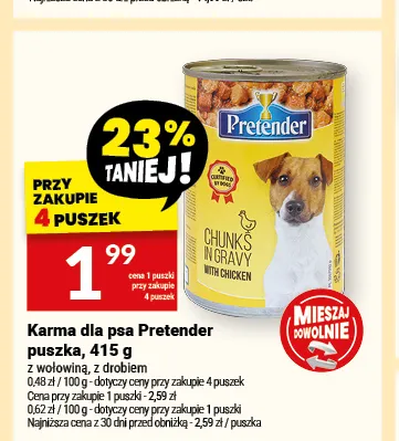 Karma dla psa Pretender puszka z wołowiną promocja w Twój Market