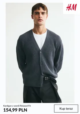 Kardigan z szenili Relaxed Fit H & M promocja w H&M
