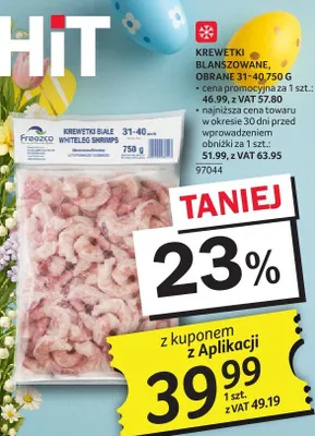 Krewetki białe Frebeco white leg shrimps 720 g promocja w Selgros
