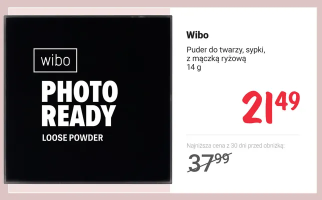 Puder do twarzy sypki z mączką ryżową Wibo promocja w Rossmann