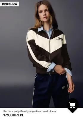 Kurtka z półgolfem typu perkins z nadrukiem Bershka promocja w Bershka