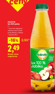 Sok jabłko Solevita 100% promocja w Lidl