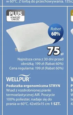 Poduszka ergonomiczna Stryn Wellpur 42x65x15 cm promocja w Jysk